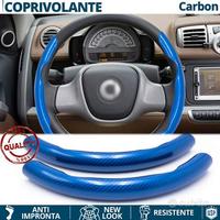 COPRIVOLANTE per SMART Effetto FIBRA CARBONIO Blu