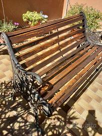 panchina in ghisa e legno 