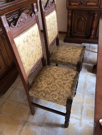 Sedie a trono in stile fiorentino, in legno