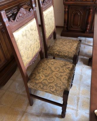 Sedie a trono in stile fiorentino, in legno