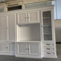 Parete attrezzata in legno nuova bianca