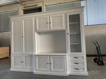 Parete attrezzata in legno nuova bianca