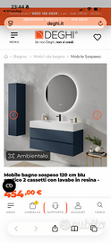 BASE MOBILE BAGNO 120 CM 2 CASSETTI BLU 1 ESOTICO