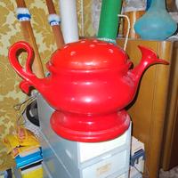 Scaldavivande per teiera in ceramica rossa L.32 cm