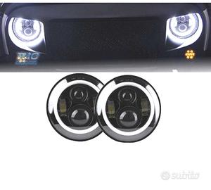 FARI PER JEEP WRANGLER 96-18 ANGEL EYES LED NERO
