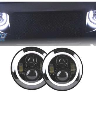 FARI PER JEEP WRANGLER 96-18 ANGEL EYES LED NERO