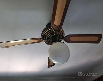 Ventilatore/Lampadario da soffitto - pale in legno
