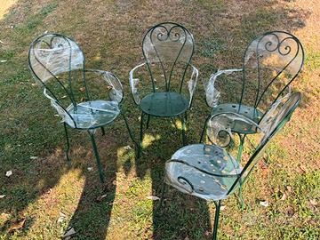 4 Sedie da giardino in ferro - stile elegante