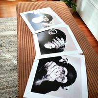 3 stampe 20×20 cm - Le tre scimmiette. 