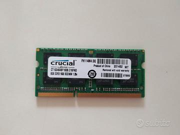 Memoria RAM 8 giga ddr3 L 1600 sodimm Crucial