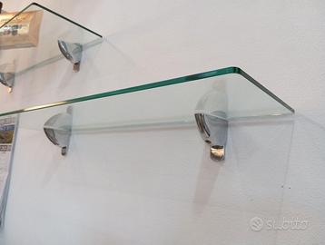 8 mensole cristallo supporti acciaio