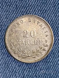 Italia regno 1892 Rarissimo 20 Marche senza data