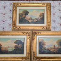 Quadri con cornice lavorata in legno dorato.