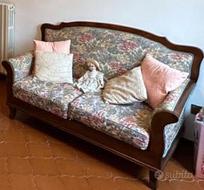 Divano 2 posti massello di noce e tappezzeria