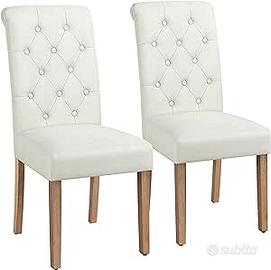 2 Sedie Sala da Pranzo Imbottite in Tessuto