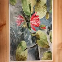 dipinto originale "le ninfee" acquerello 