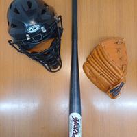 casco , mazza, guanto baseball