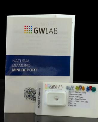 GWLAB DIAMANTE NATURALE NON TRATTATO 0.38 CT D I1