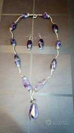 Parure collana e orecchini ametista
