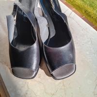 Sandalo donna Kammi 36 nero pelle e suola cuoio 