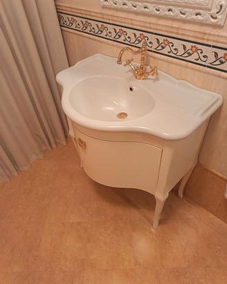 Mobiletto bagno porta salviette specchiera e plic