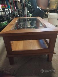 Tavolino in vetro e teak  indonesiano