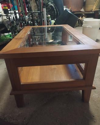 Tavolino in vetro e teak  indonesiano