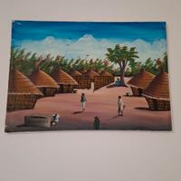 Tris quadri africani dipinti a mano 80x56 cm 