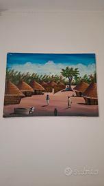 Tris quadri africani dipinti a mano 80x56 cm 