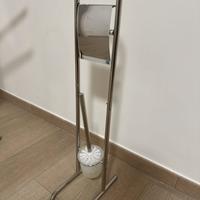 Porta carta igienica con scopino bagno acciaio