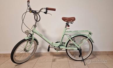 Bici Pieghevole Stile Vintage Verde Menta