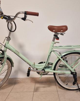 Bici Pieghevole Stile Vintage Verde Menta