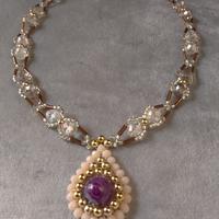 Collana Vintage Art decò Ciondolo Agata Cristallo 