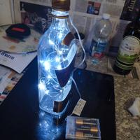 Antica bottiglia con luci Natalizie.