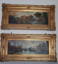 2 quadri olio su rame