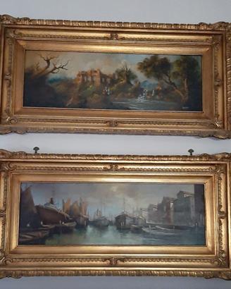 2 quadri olio su rame