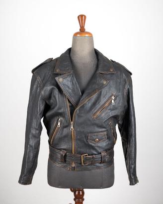 Giubbotto Chiodo Vera Pelle Vintage '80 Testa Moro