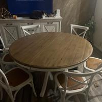 TAVOLO ROTONDO IN LEGNO+6 SEDIE