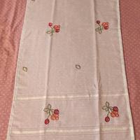 3 tendine finestra bianche ricamate ciliegie nuove