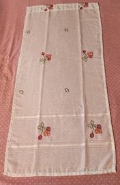 3 tendine finestra bianche ricamate ciliegie nuove