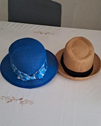 2 cappelli di paglia da uomo e da donna 