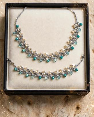 Parure millefiori verde acqua..