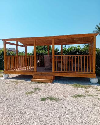 Gazzebo da giardino in legno artigianale 6x3 metri