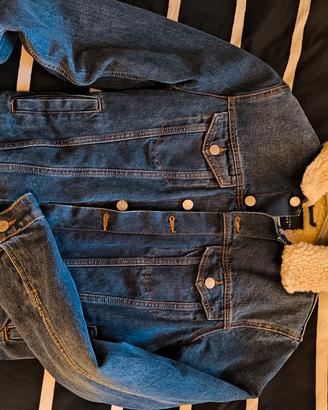 Giacca jeans con pelliccia New Look taglia S blu