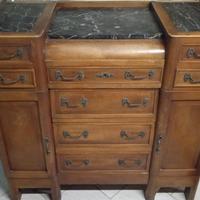Mobile antico in legno e marmo nero