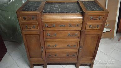 Mobile antico in legno e marmo nero