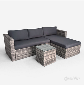 Salotto giardino esterno divano angolare rattan