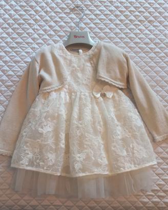 Vestito del battesimo con scaldacuore+scarpine
