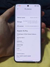 Xiaomi 15 pro 16gb di RAM e 512gb di memoria