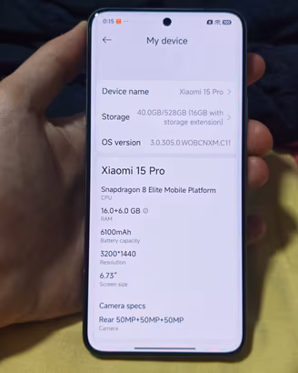 Xiaomi 15 pro 16gb di RAM e 512gb di memoria